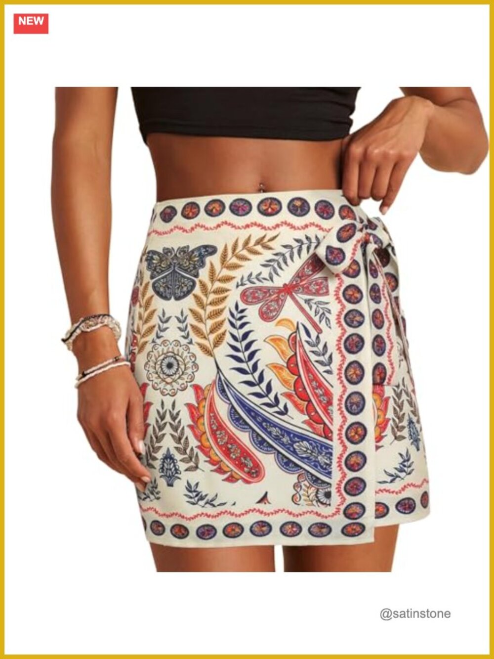 Women's Floral Wrap Mini Skirt A-Line Tie Side Beach Summer
